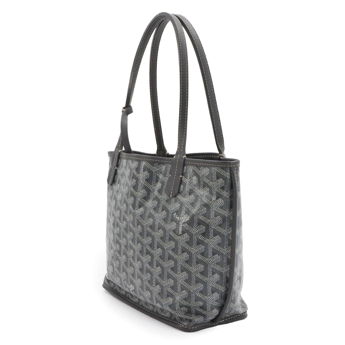 Anjou Mini Reversible Tote Bag PVC Leather Gray Purse
