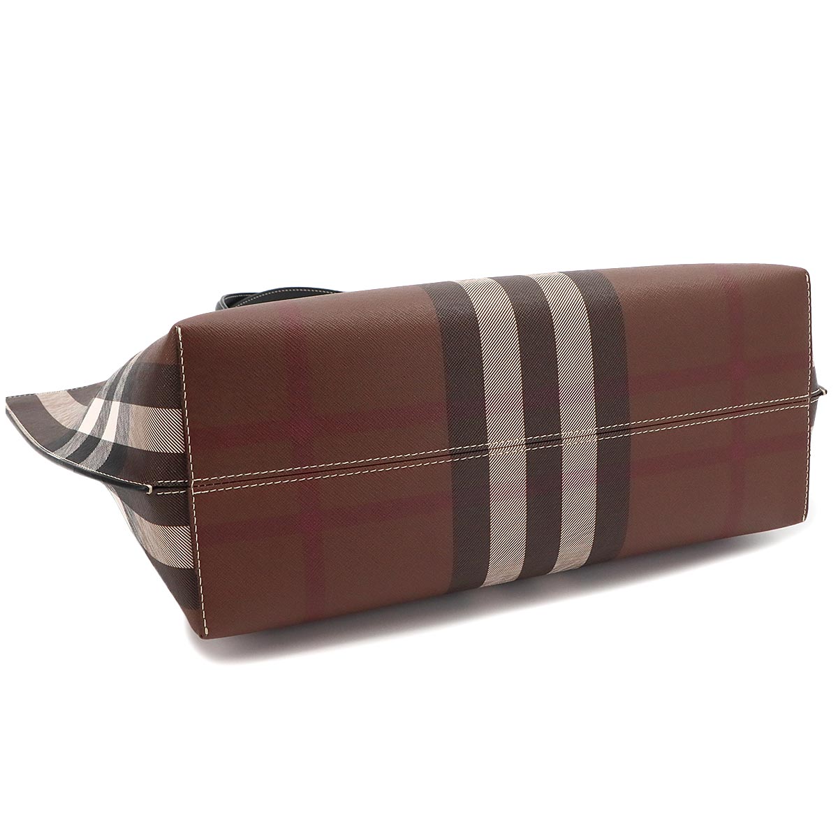 Plaid Medium Check Tote Bag PVC Leather Dark birch brown Purse