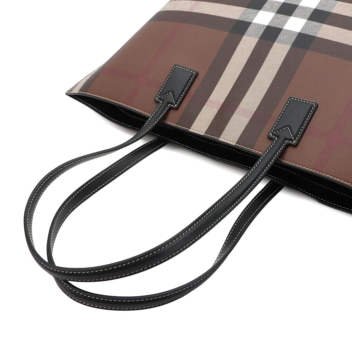 Plaid Medium Check Tote Bag PVC Leather Dark birch brown Purse