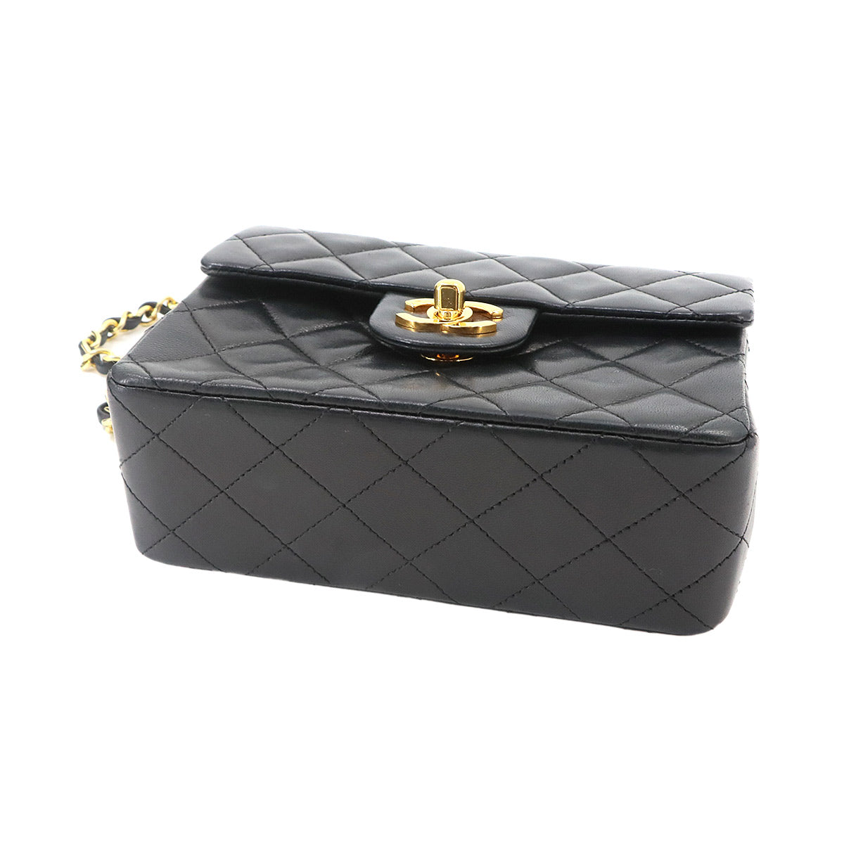 Mini Matelasse Chain Shoulder Bag Leather Black A01115 Purse