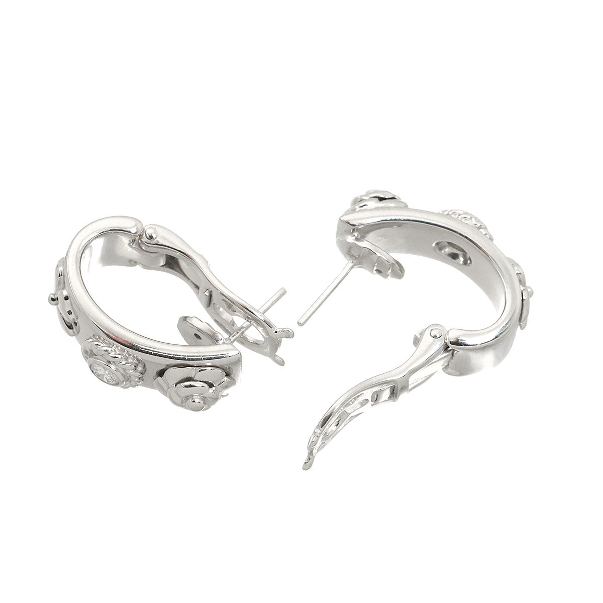 Three Symbols Diamond Earrings Pierced 18K WG 750