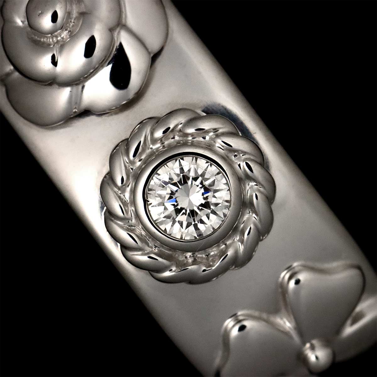 Three Symbols Diamond Earrings Pierced 18K WG 750