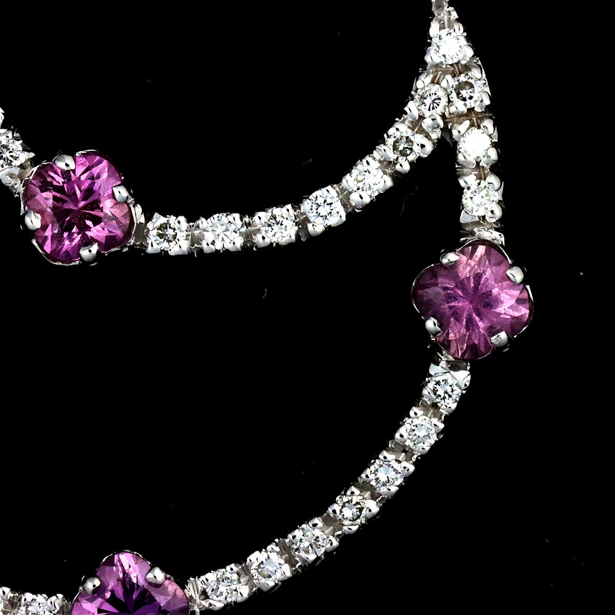 Sapphire Diamond Necklace 18K White Gold 750
