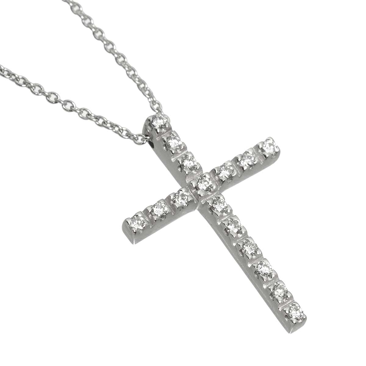 Diamond 0.16ct Cross Necklace 18K WG 750