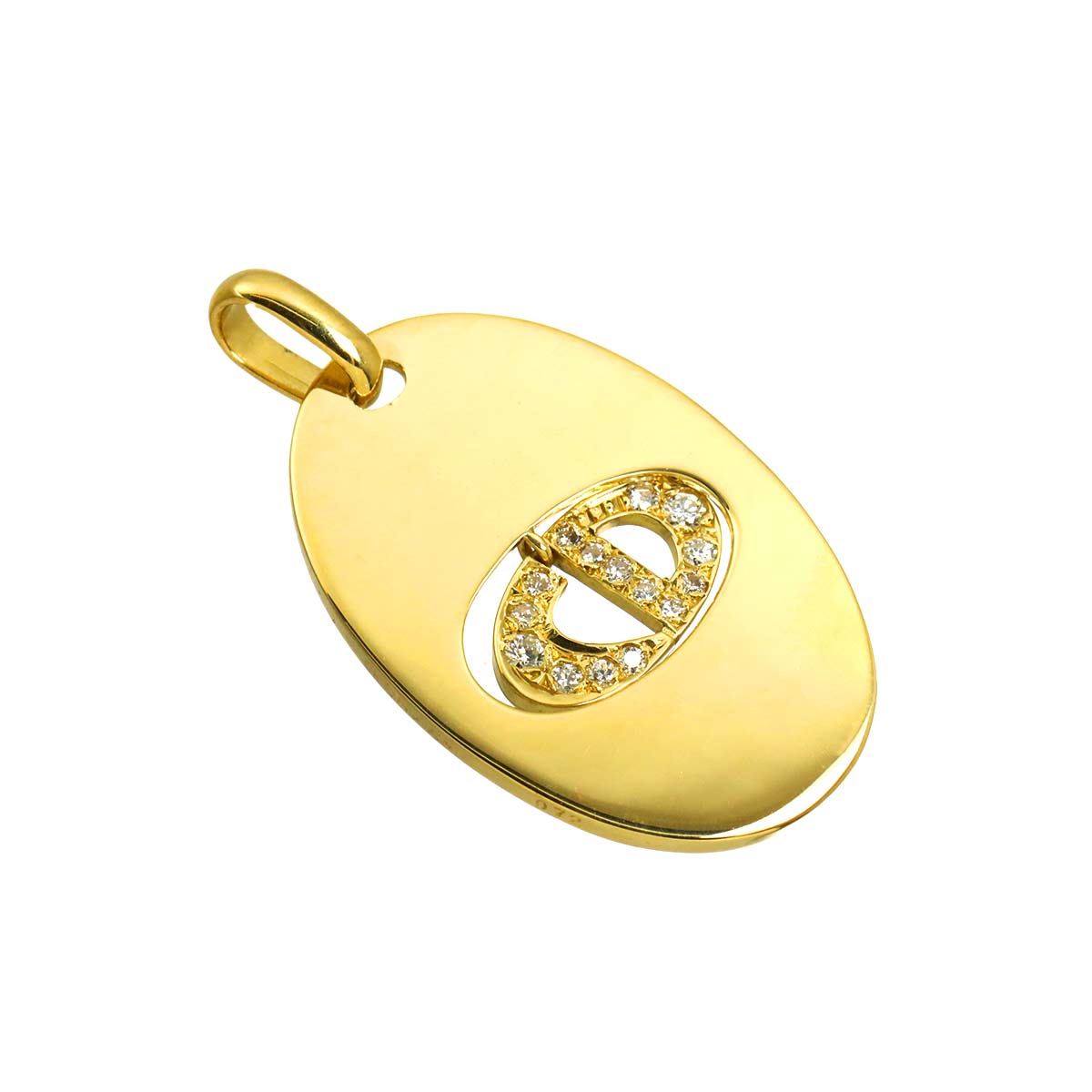Christian Dior Diamond Pendant Top 18K YG Yellow Gold 750