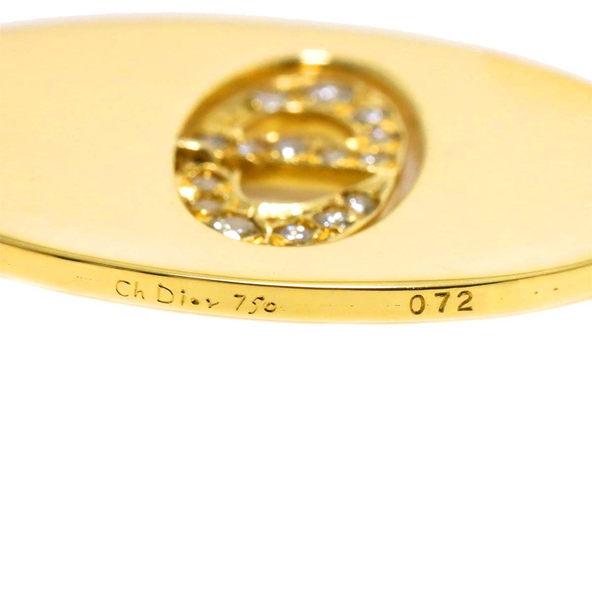 Christian Dior Diamond Pendant Top 18K YG Yellow Gold 750