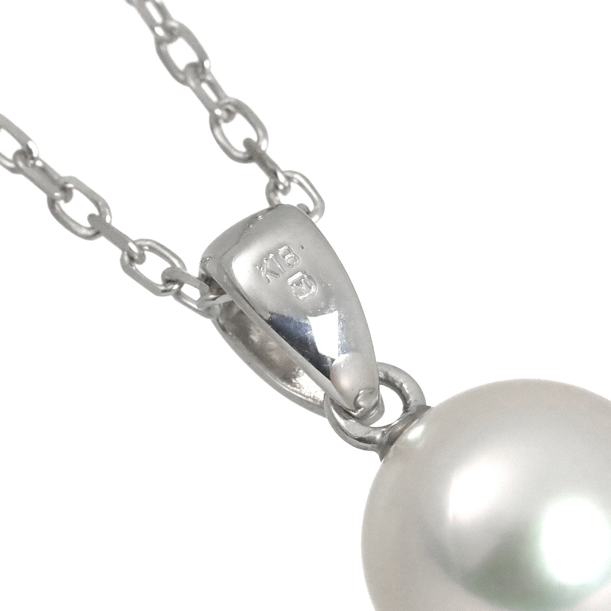 Akoya Pearl Necklace Earrings Pierced 18K WG 750