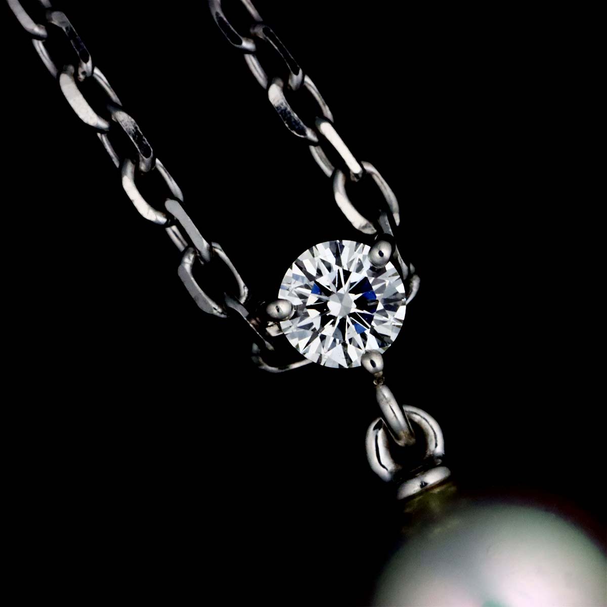 Akoya Pearl 8.0mm Diamond Necklace 18K White Gold 750