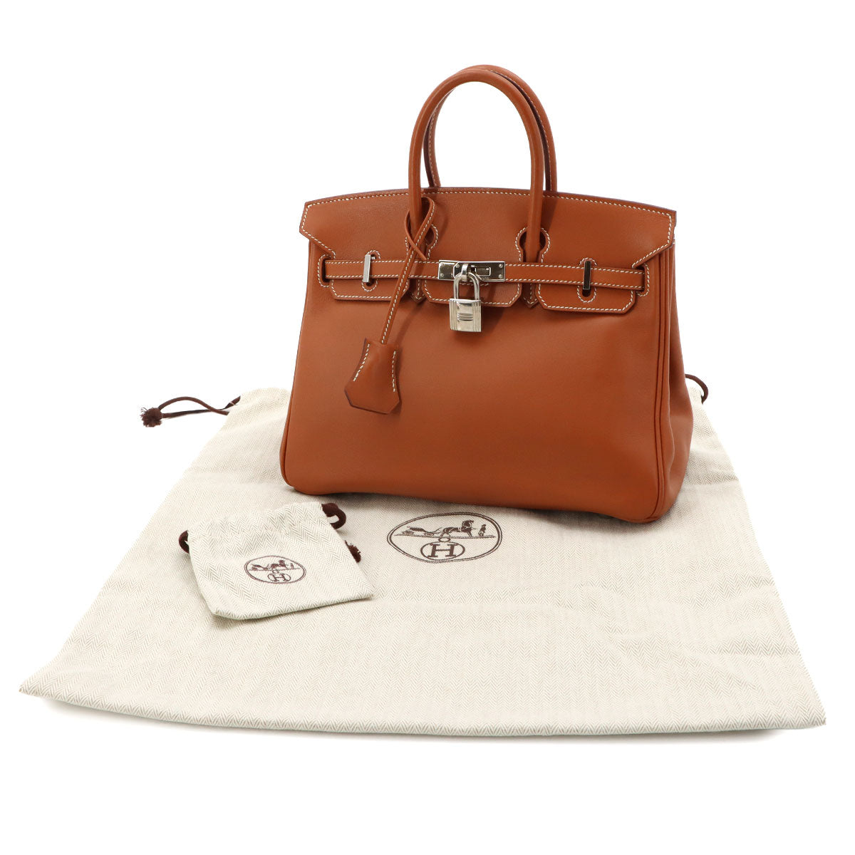 Birkin 25 Hand Bag Veau Swift Gold Brown Purse