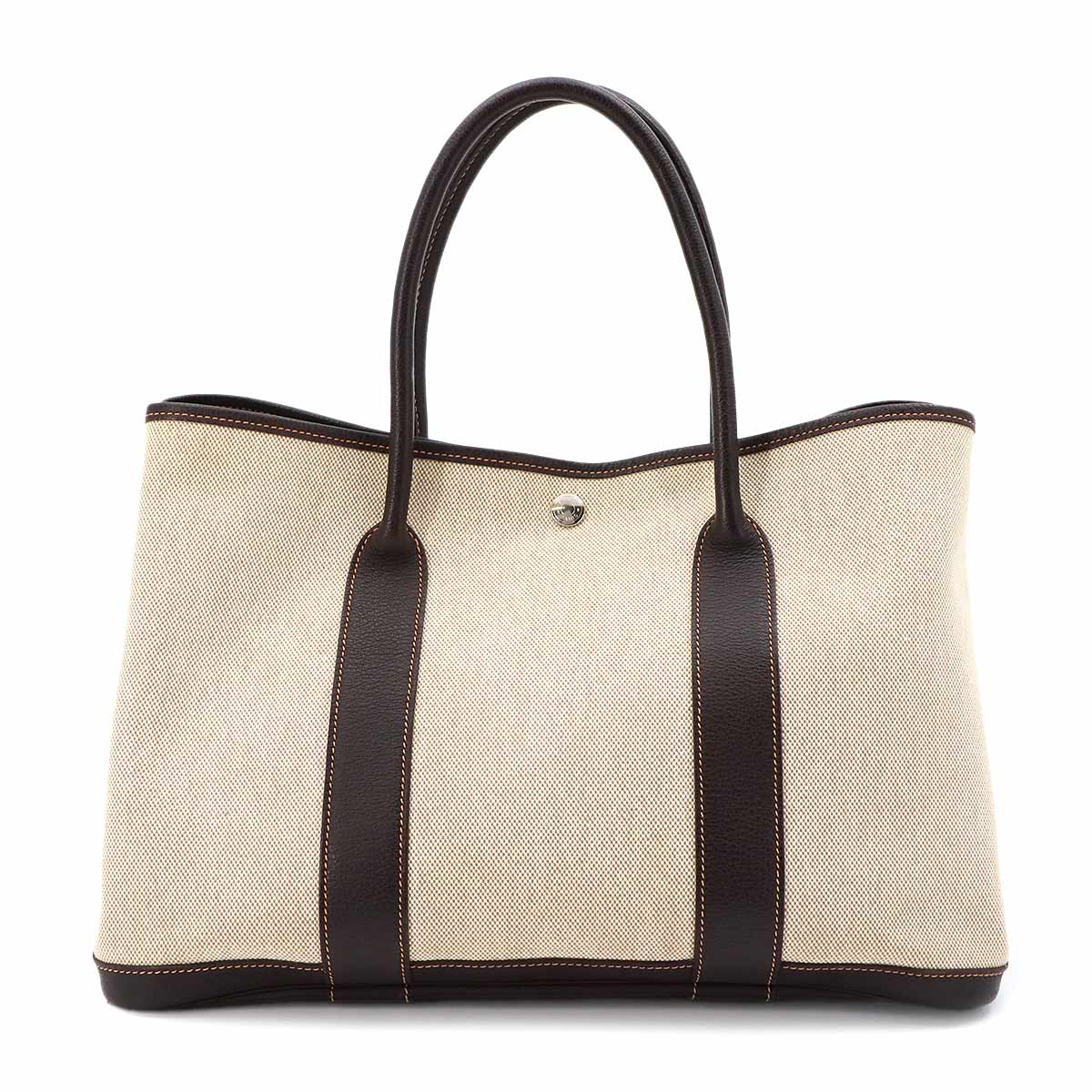 Garden Party PM Tote Bag Toile H Leather Natural Marron Purse