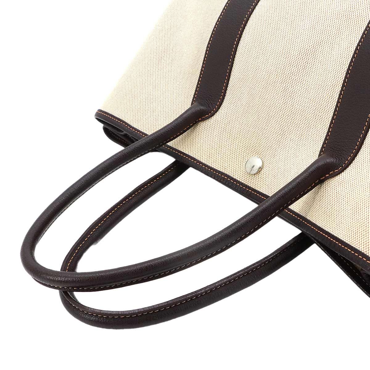 Garden Party PM Tote Bag Toile H Leather Natural Marron Purse