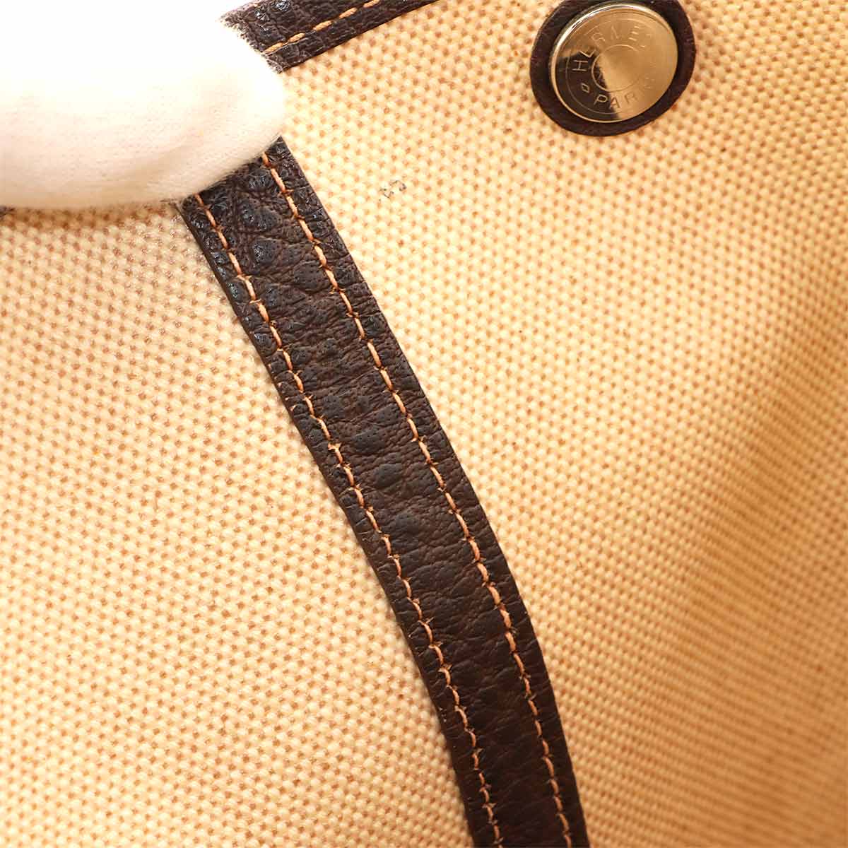 Garden Party PM Tote Bag Toile H Leather Natural Marron Purse