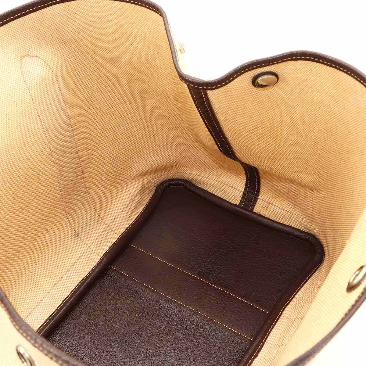 Garden Party PM Tote Bag Toile H Leather Natural Marron Purse