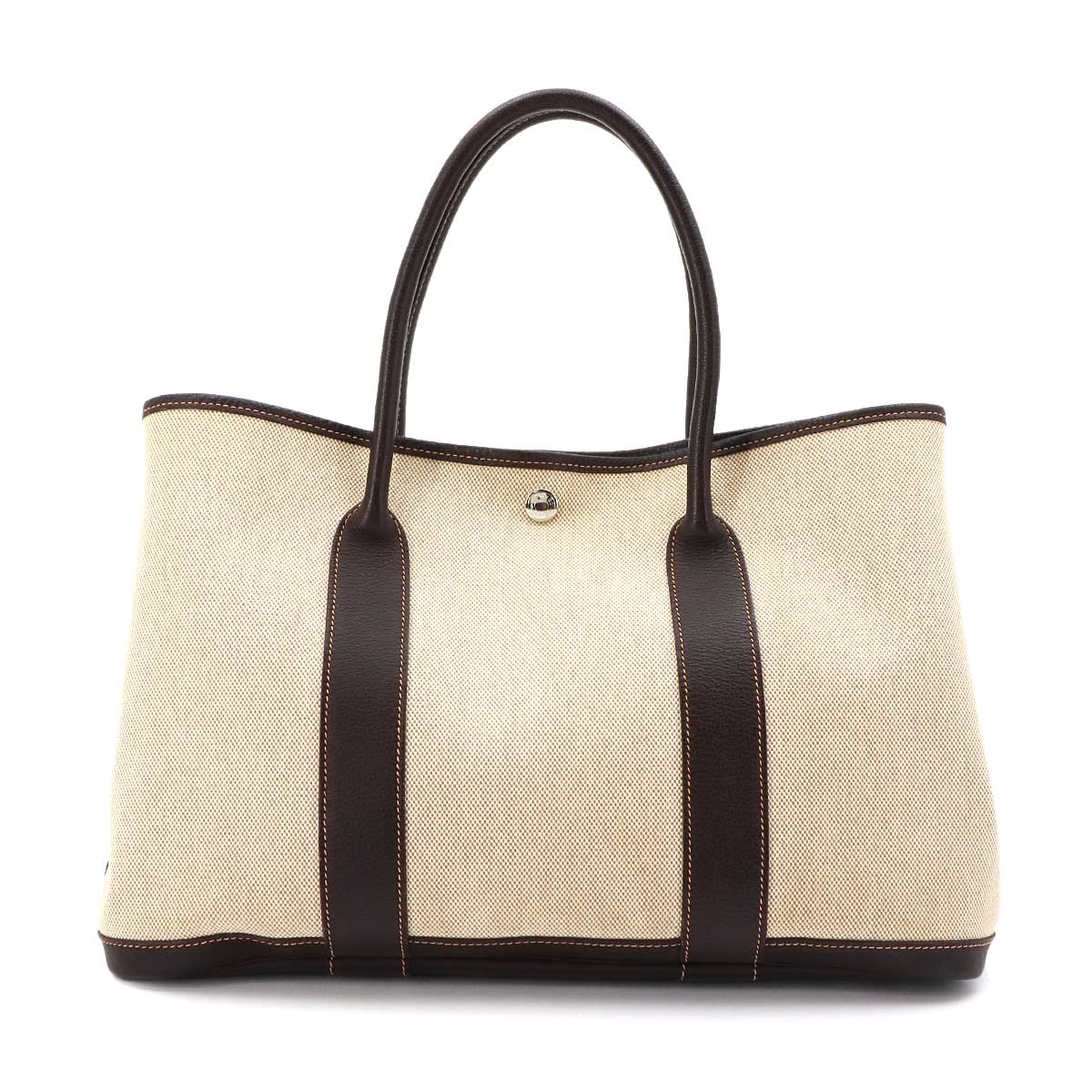 Garden Party PM Tote Bag Toile H Leather Natural Marron Purse