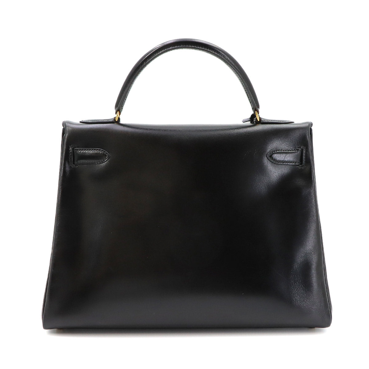 Kelly 32 Box calf Black Hand Shoulder Bag Vintage Purse