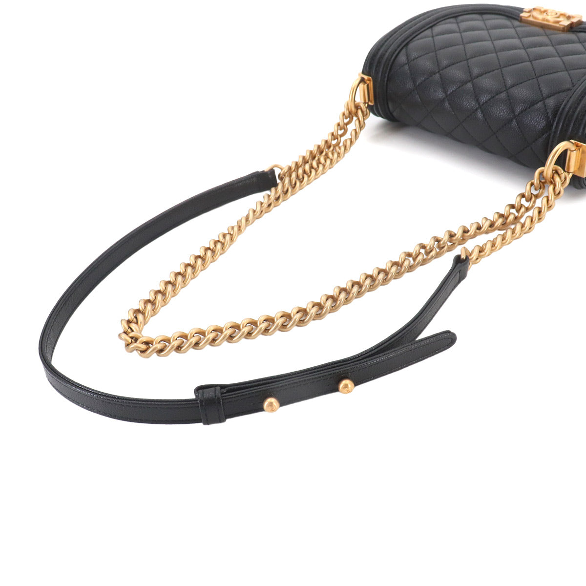 Boy CHANEL Small Messenger Bag Chain Shoulder Black AS3350