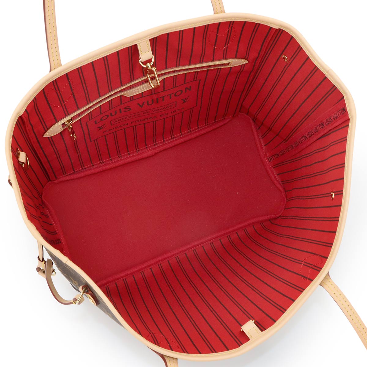 Monogram Neverfull MM Tote Bag Brown Cerise M46987