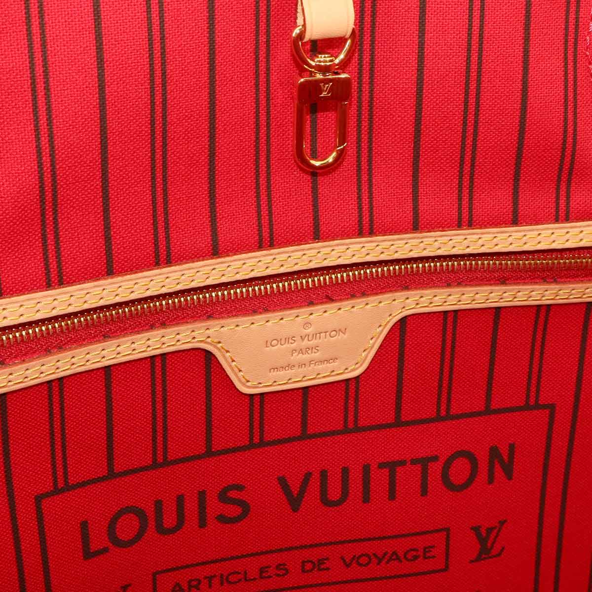 Monogram Neverfull MM Tote Bag Brown Cerise M46987