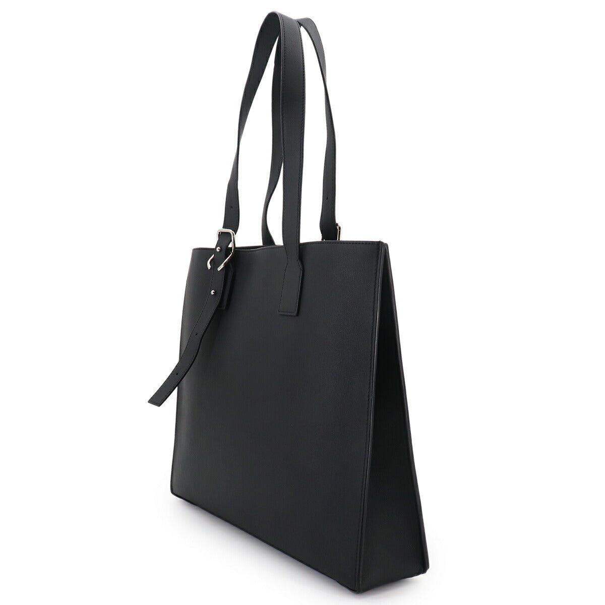 Buckle Horizontal Tote Bag Leather Black B692K96X04