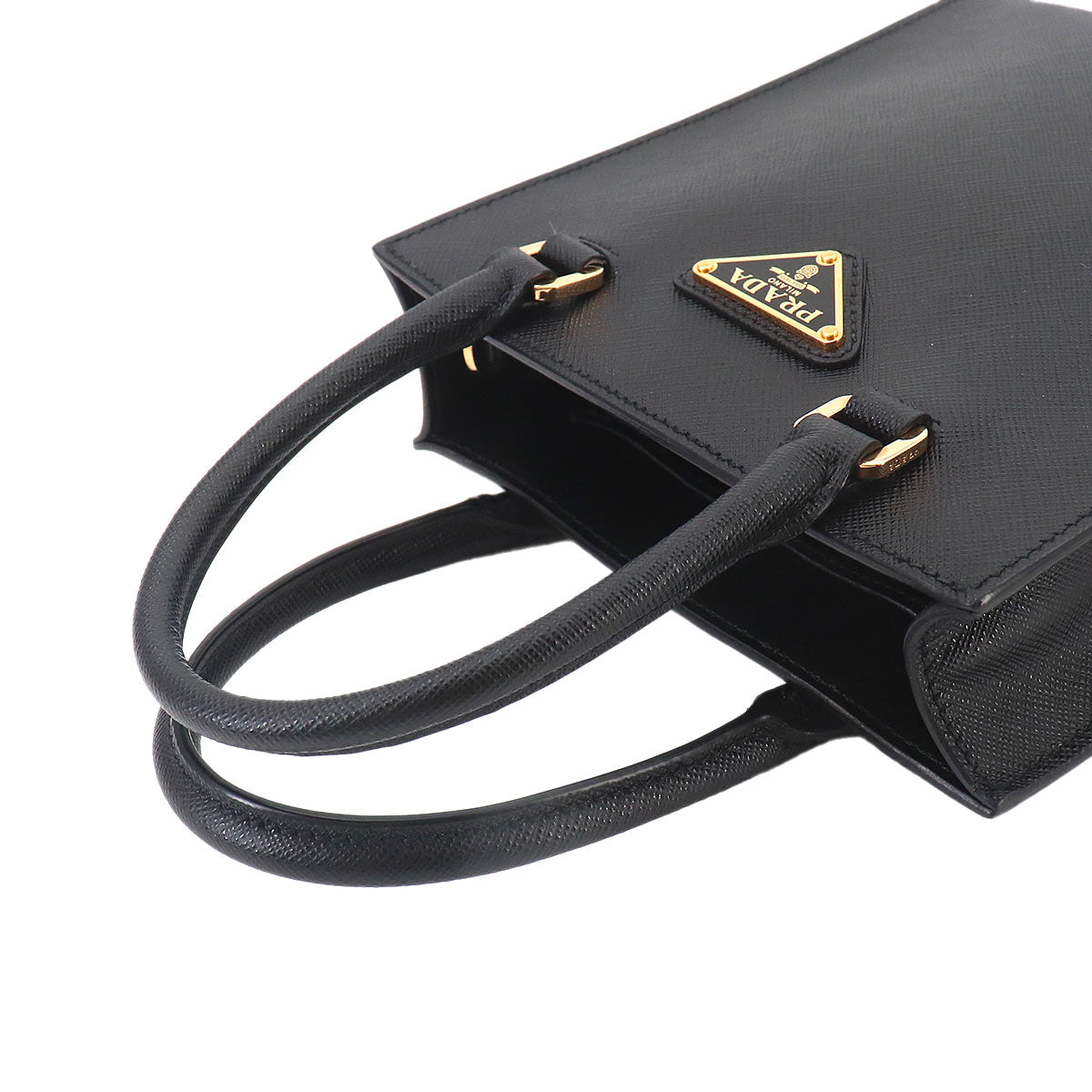 2way Hand Shoulder Bag Saffiano Leather Nero Black Purse