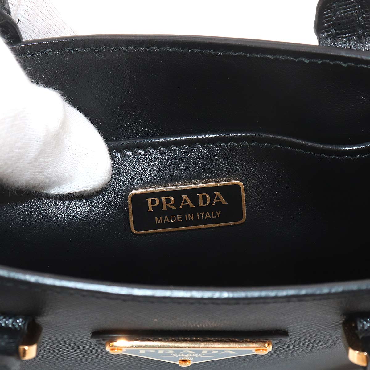 2way Hand Shoulder Bag Saffiano Leather Nero Black Purse