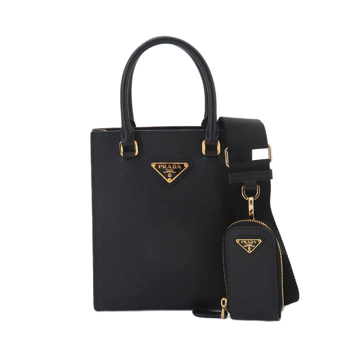 2way Hand Shoulder Bag Saffiano Leather Nero Black Purse