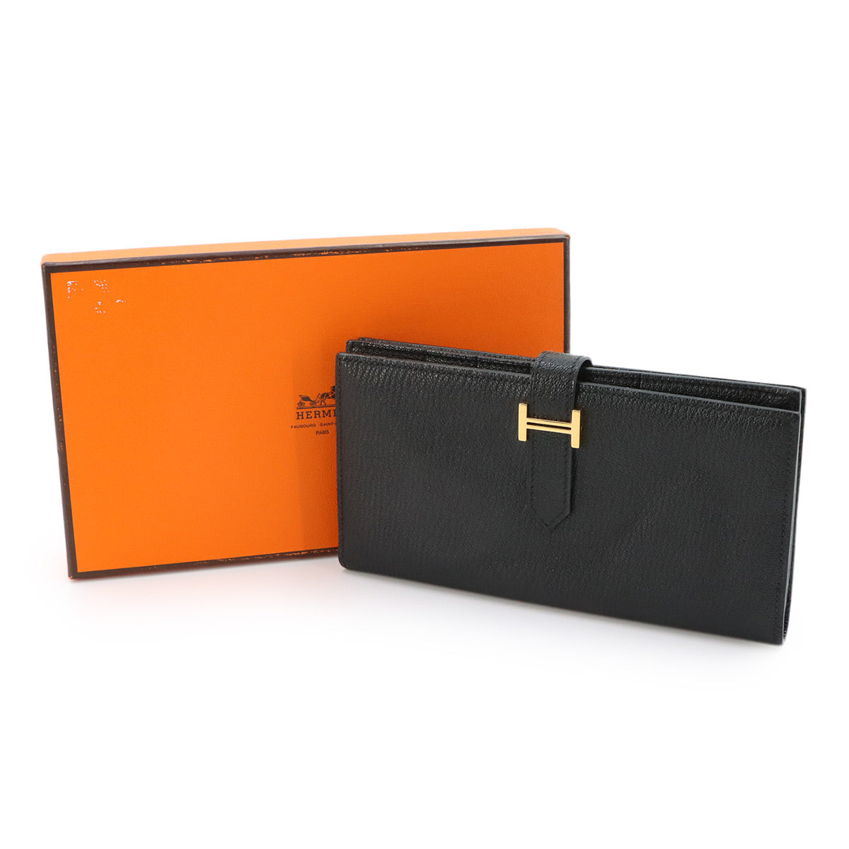 Bearn Souffle Long Wallet Chevre Black Purse