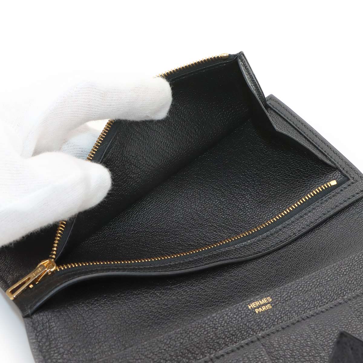 Bearn Souffle Long Wallet Chevre Black Purse