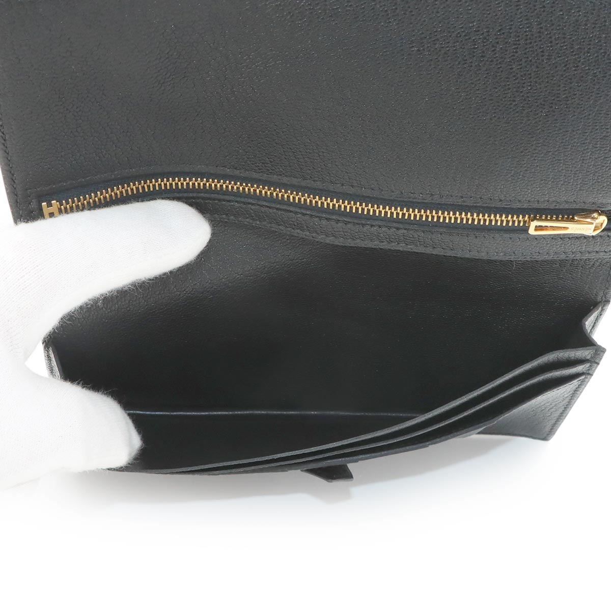 Bearn Souffle Long Wallet Chevre Black Purse