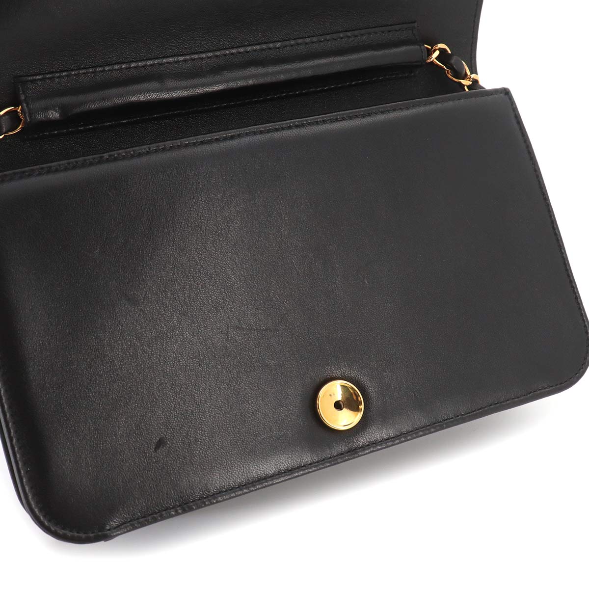 Matelasse Chain Shoulder Bag Leather Black A03568 Vintage