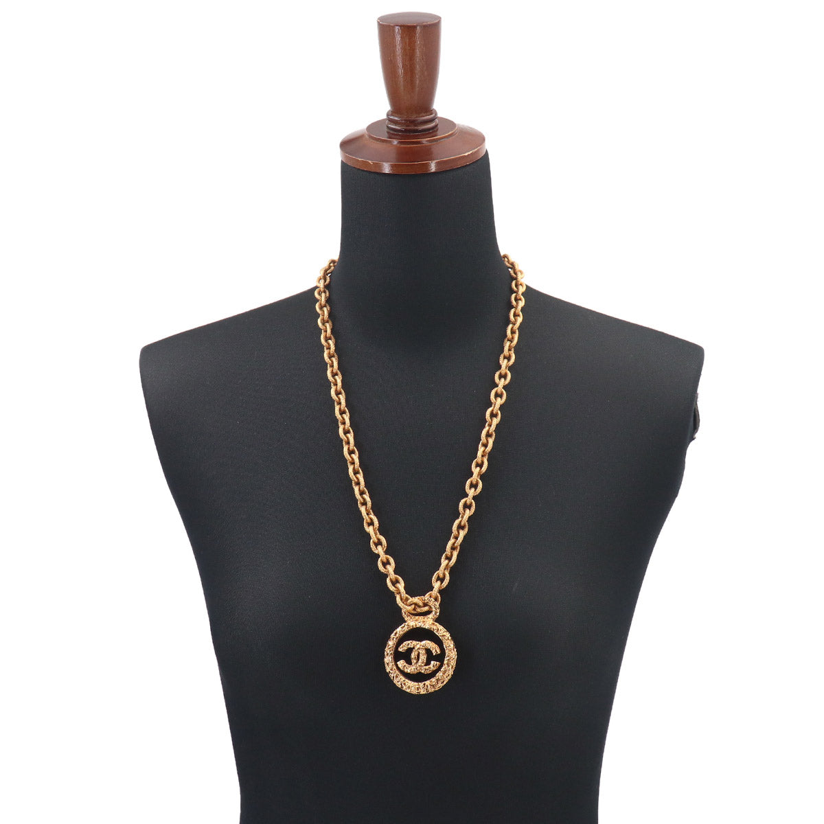 Coco Logos Necklace Gold Black 93A Vintage Accessory