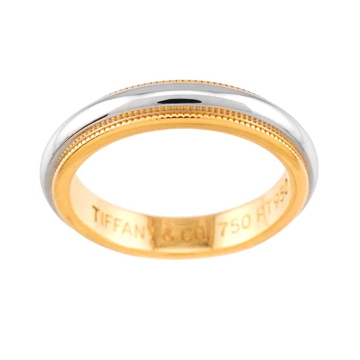 Milgrain Band Ring 18K 750 YG Platinum Size4.5(US)