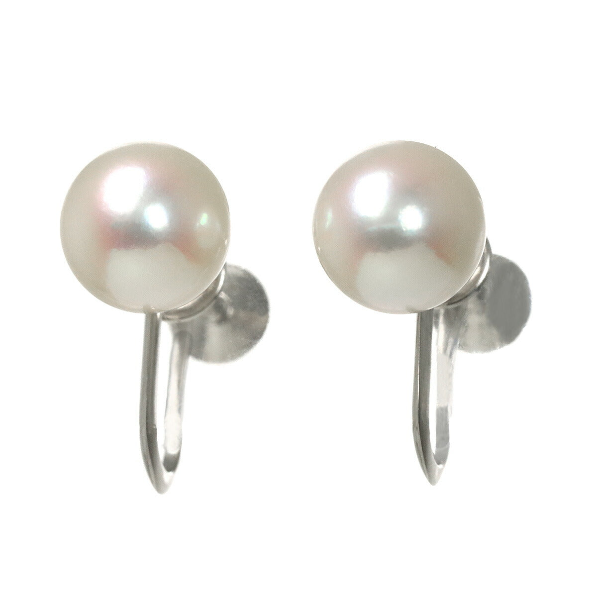 Akoya Pearl 7.7mm Earrings Clip on 14K WG White Gold 585