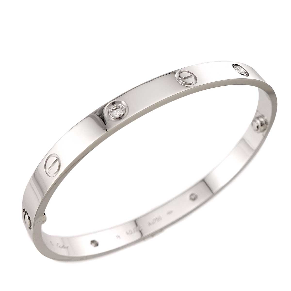 Love Bracelet Diamond 4P Bangle 18K WG 750 Size19