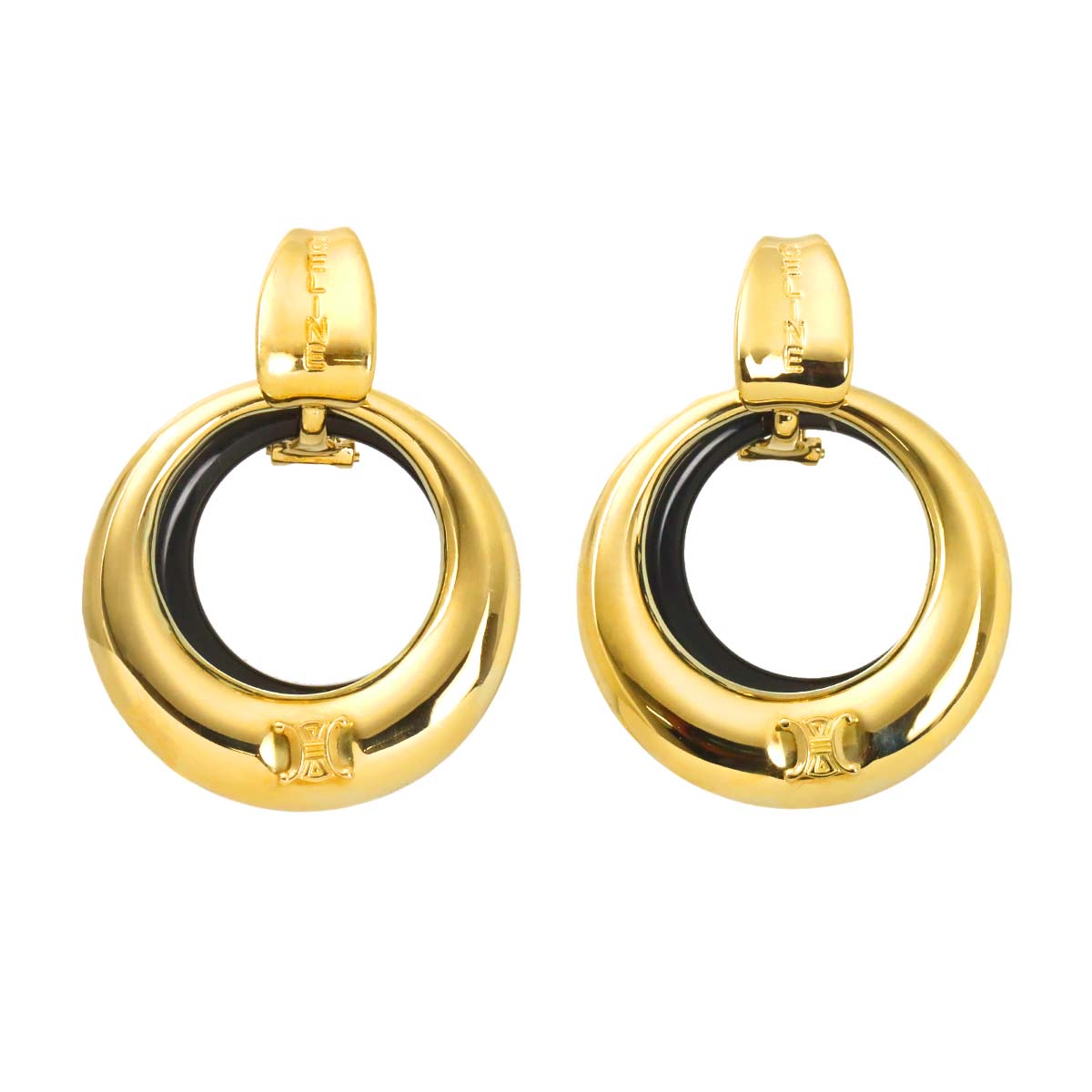 Onyx Earrings Clip-on Earrings Pierced 18K Yellow Gold 750