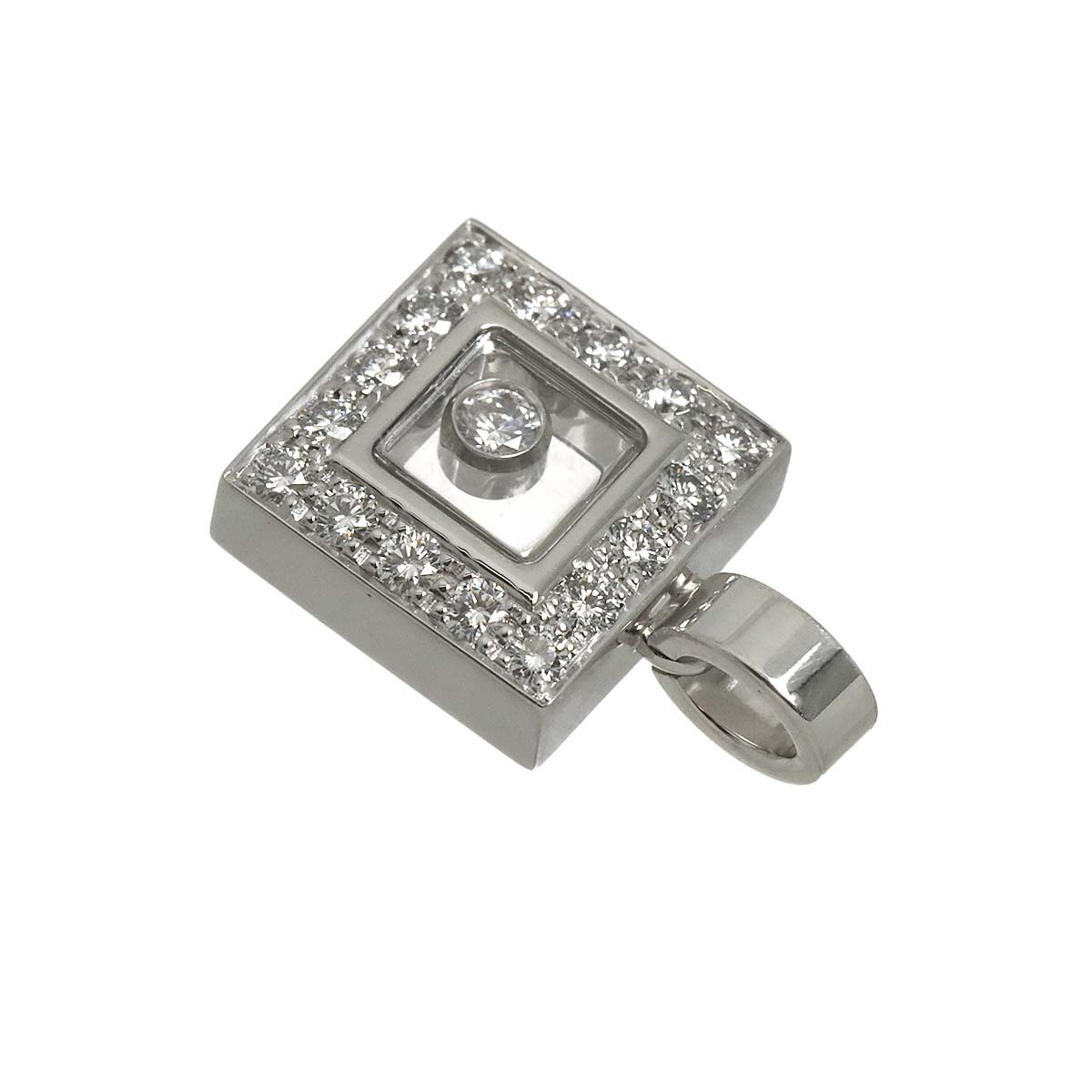 Happy Diamond Square Pendant Top 18K White gold 750