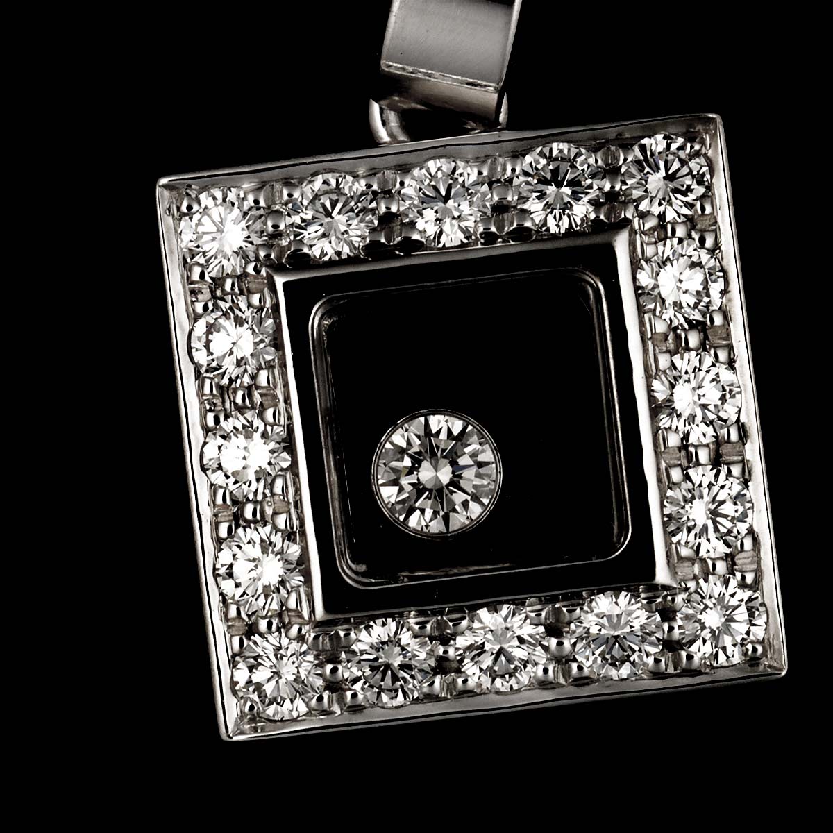 Happy Diamond Square Pendant Top 18K White gold 750