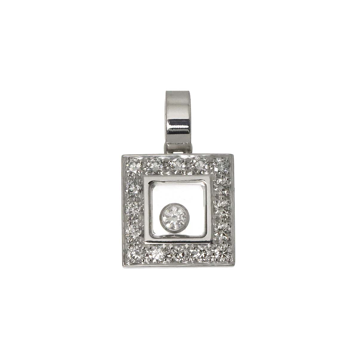 Happy Diamond Square Pendant Top 18K White gold 750