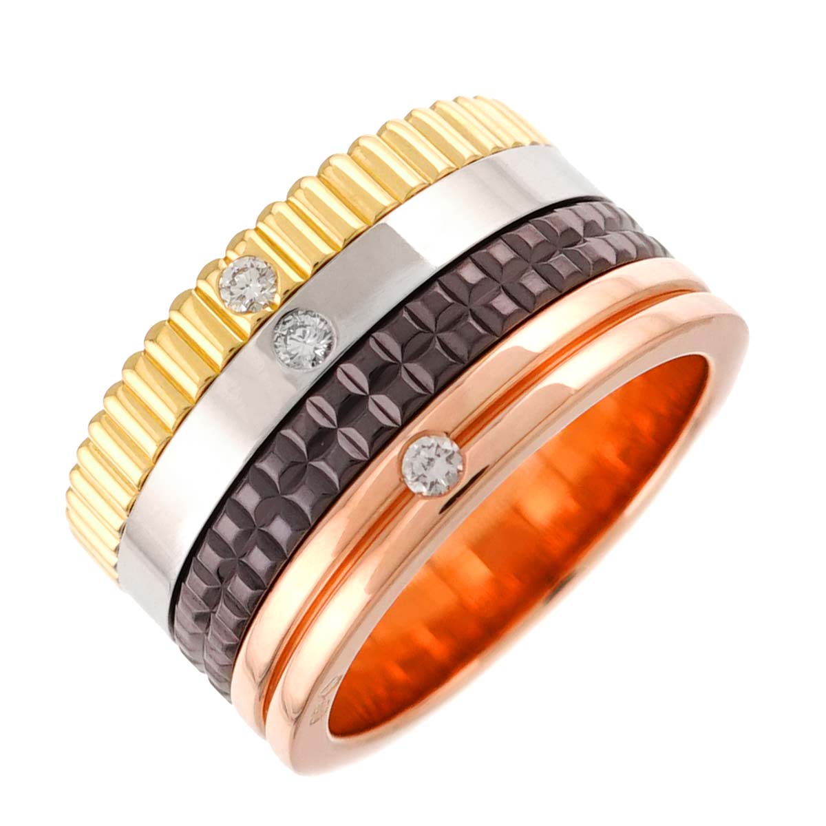 Quatre Classic LM Diamond Ring 18K YG WG PG PVC Size53 6(US)