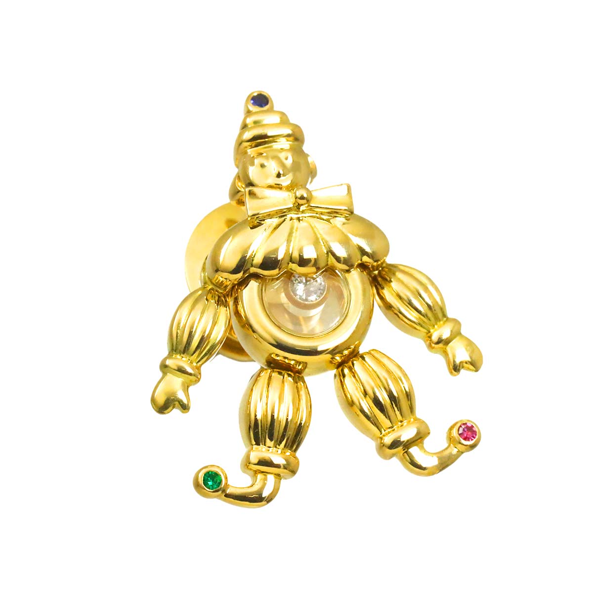 Happy Diamond Pin Brooch 18K Yellow Gold 750