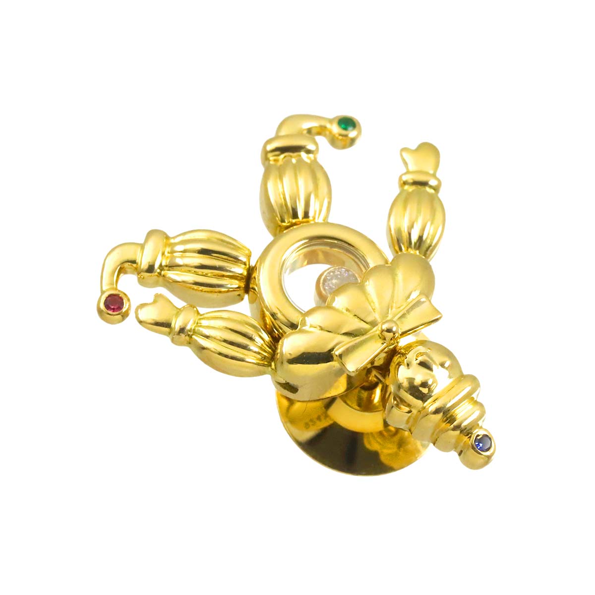 Happy Diamond Pin Brooch 18K Yellow Gold 750