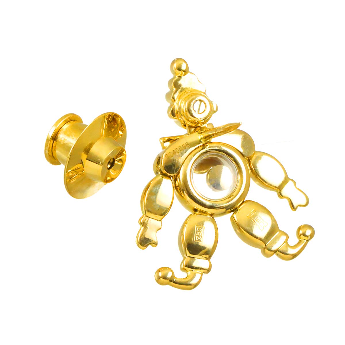 Happy Diamond Pin Brooch 18K Yellow Gold 750
