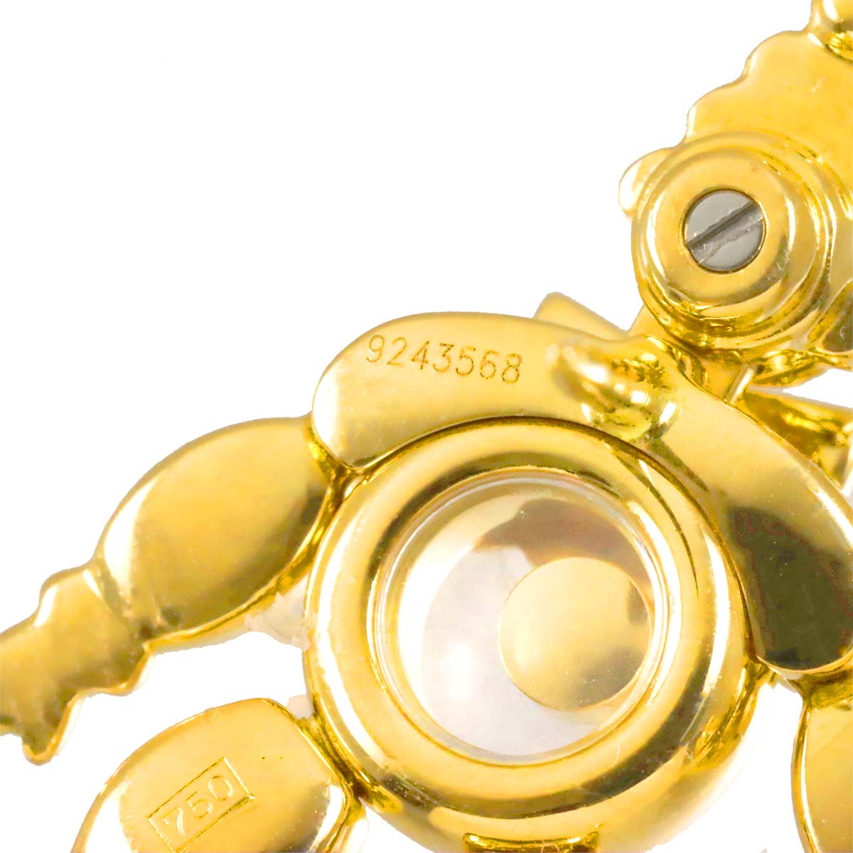 Happy Diamond Pin Brooch 18K Yellow Gold 750