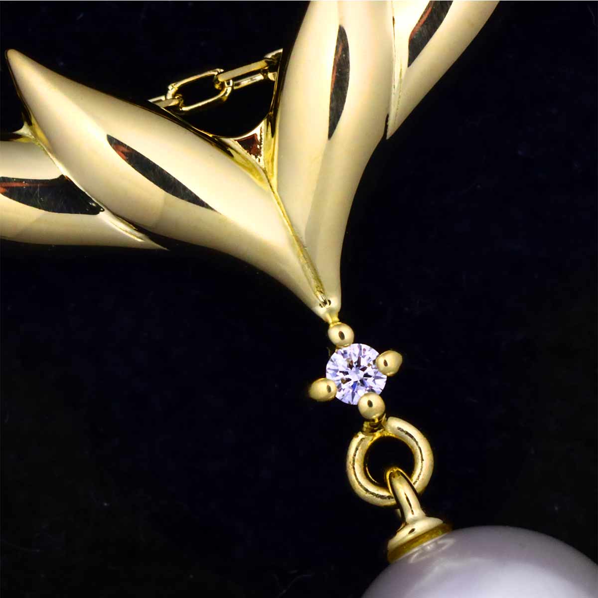 Akoya Pearl 7.5mm Diamond Necklace 18K YG 750