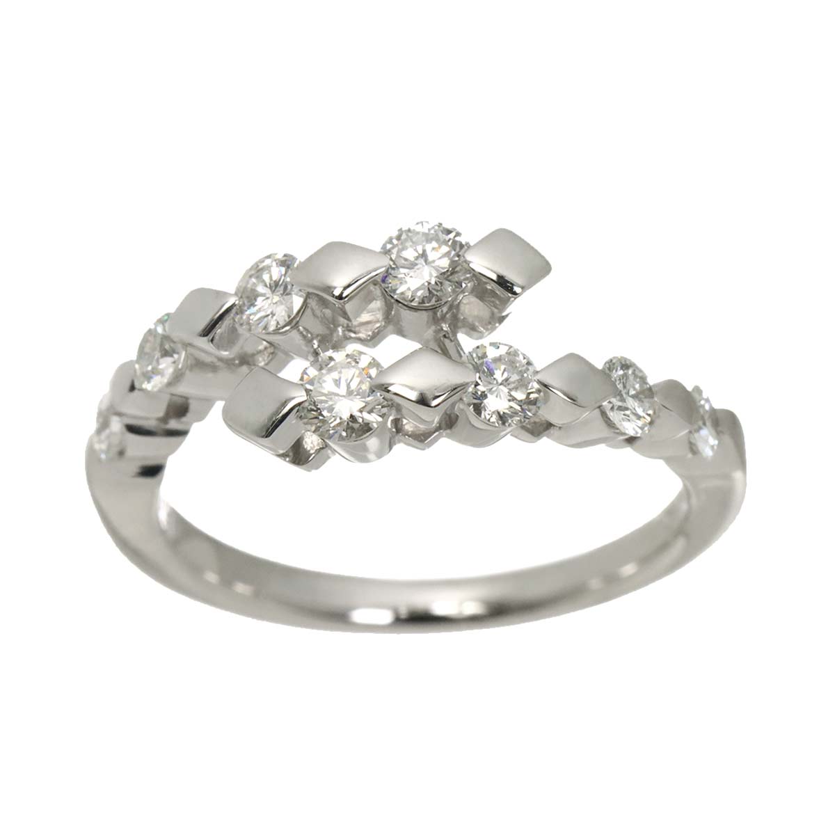 Diamond 0.58ct Ring 18K White Gold 750 Size6(US)