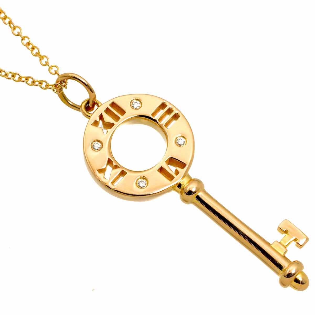 Atlas Key Diamond Necklace 18K Pink Gold 750
