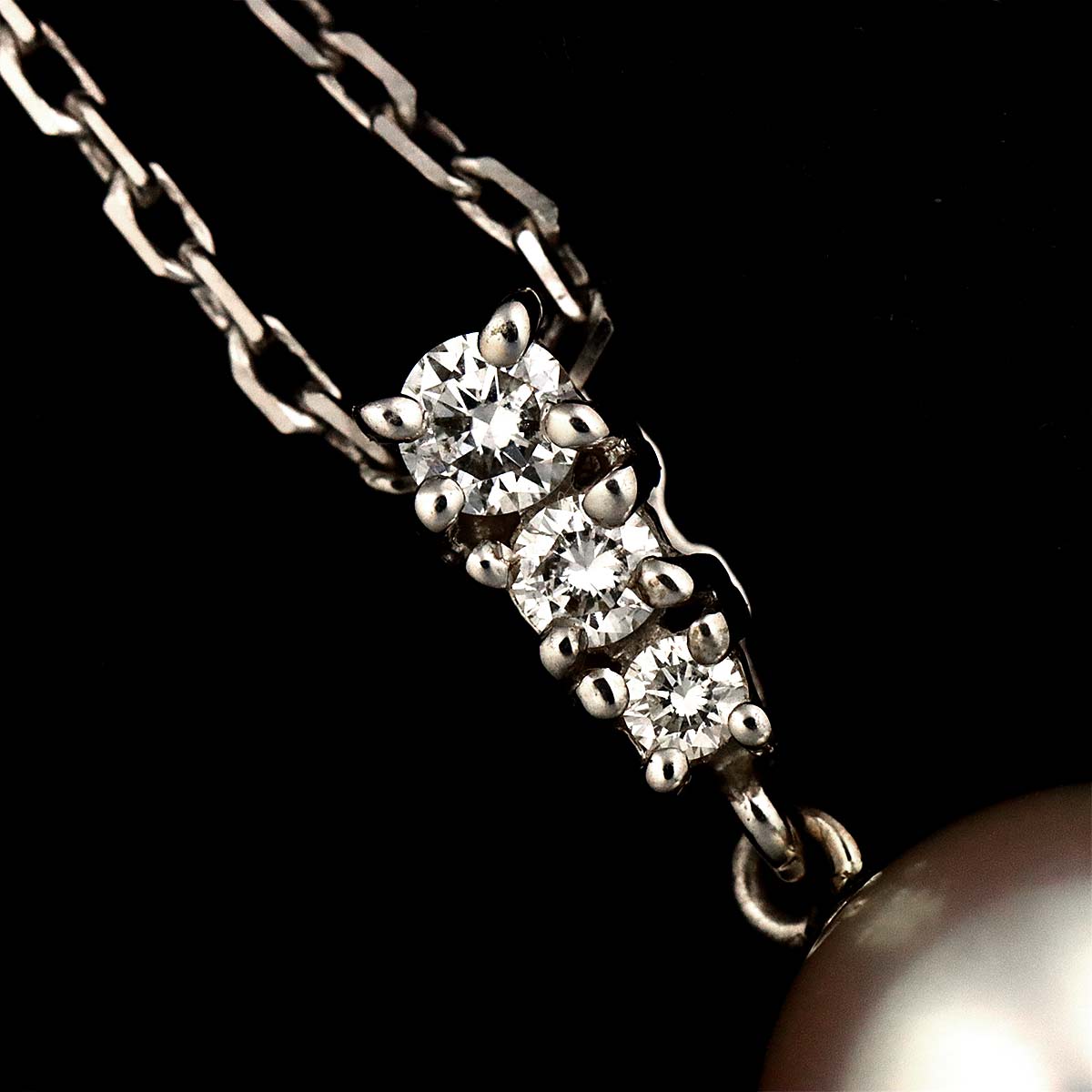 South Sea pearl 9.6mm Diamond Necklace 18K White Gold 750