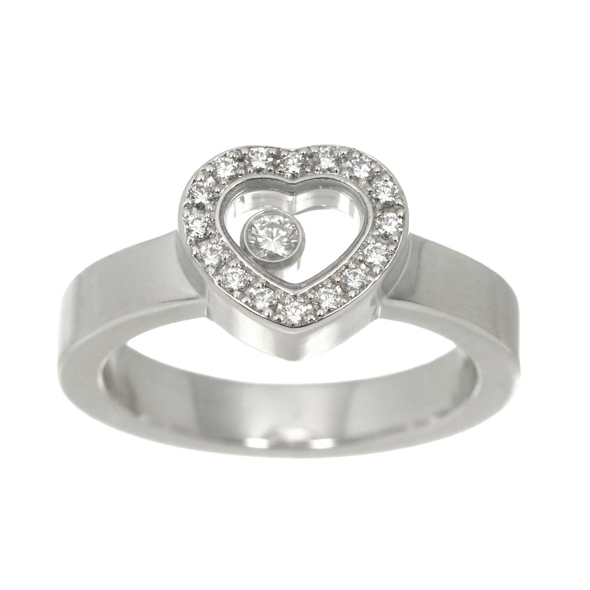 Happy Heart Diamond Ring 18K WG 750 Size4.5(US)