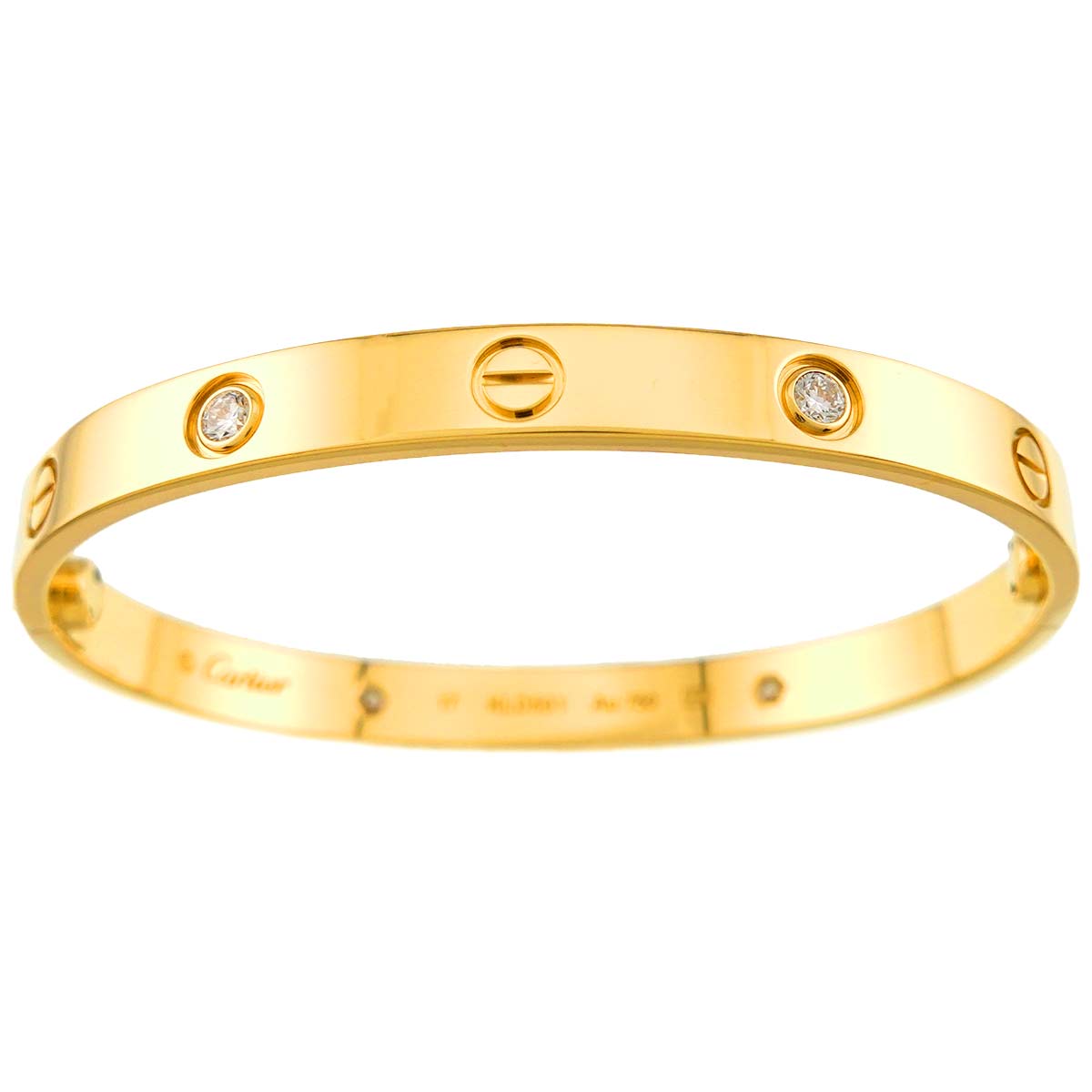 Love Bracelet Diamond 4P Bangle 18K YG 750 Size17