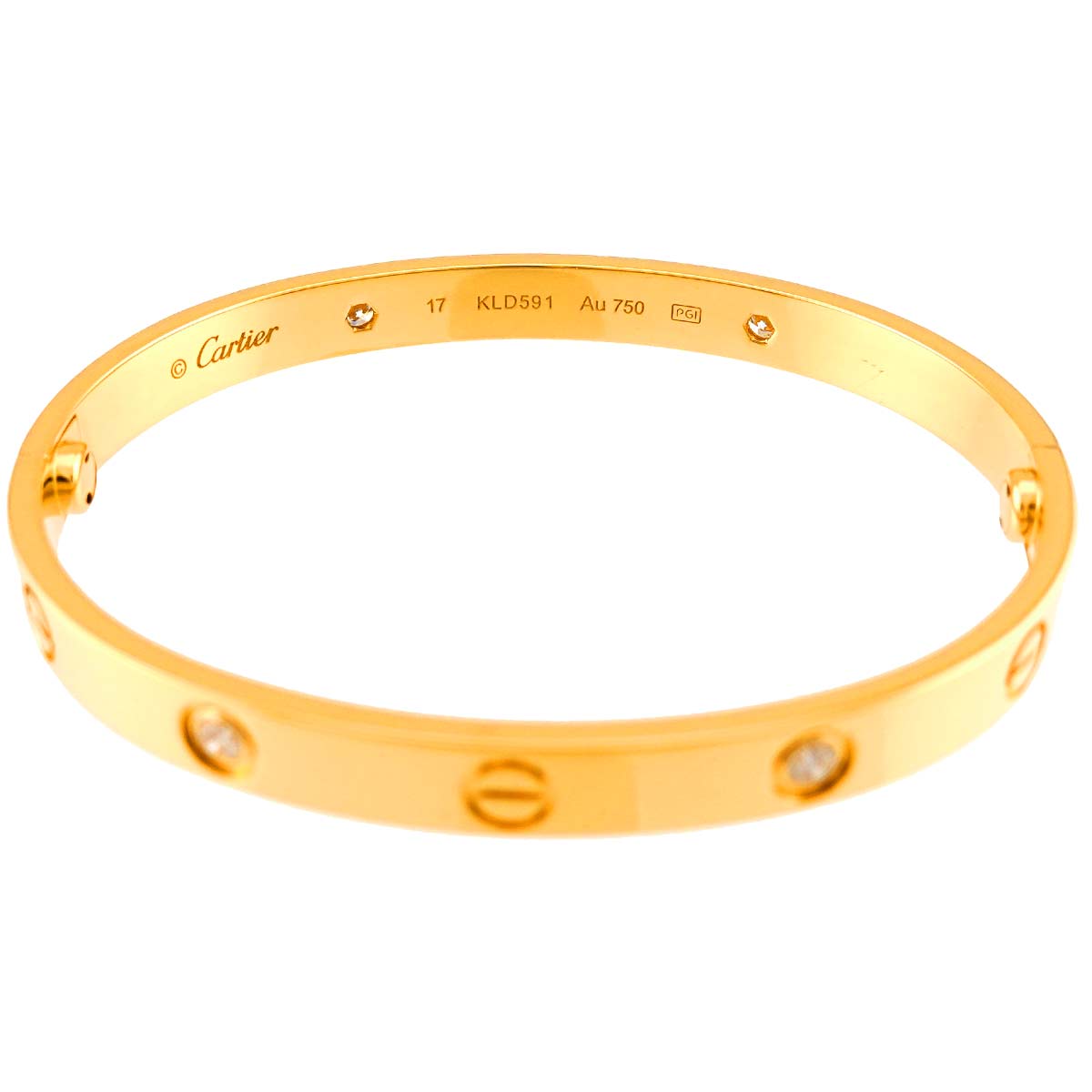 Love Bracelet Diamond 4P Bangle 18K YG 750 Size17